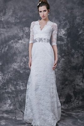 Robe de mariée elégant charmeuse de traîne courte manche nulle avec manche 1/2