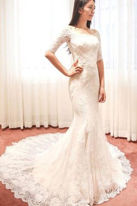 Robe de mariée distinguee plissé sexy de sirène avec manche 1/2