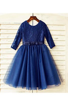 Robe cortège fille col u profond en tulle de princesse longueur mollet avec fleurs