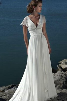 Robe de mariée longue en chiffon ceinture fermeutre eclair a plage