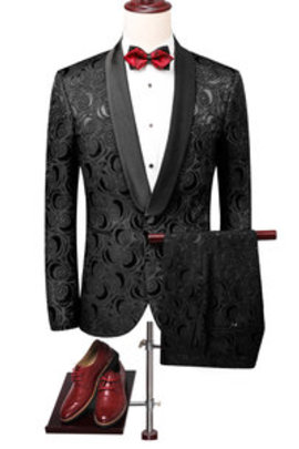 Grande taille veste hommes costumes de bal floral ensembles
