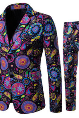 Impression costume homme pantalons slim fit hommes costumes 2 pièces costumes de mariage