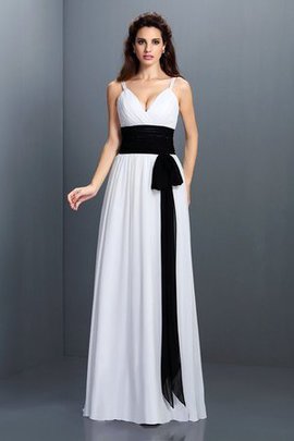 Robe demoiselle d'honneur longue avec chiffon de princesse avec ruban v encolure