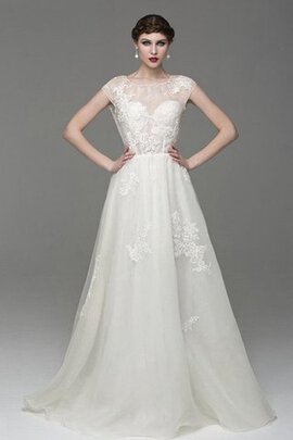 Robe de mariée naturel textile en tulle en plage noeud de col bateau