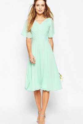 Robe demoiselle d'honneur simple ruché avec manche courte avec sans manches jusqu'au mollet