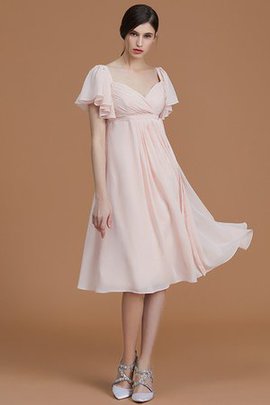 Robe demoiselle d'honneur naturel col en forme de cœur avec chiffon ruché avec zip