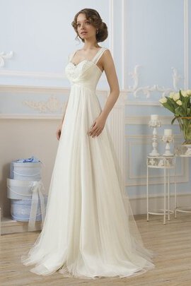 Robe de mariée naturel ligne a de traîne moyenne avec lacets avec sans manches