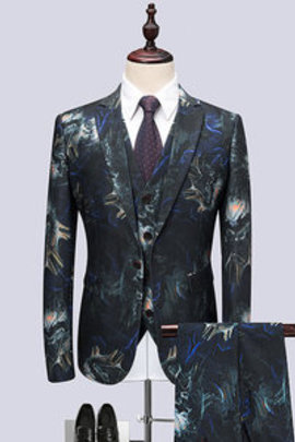 Hommes costume classique décontracté imprimer floral hommes costumes ensemble 3 pièces