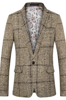 Hommes blazer costume homme costume masculino slim fit gentleman plaid