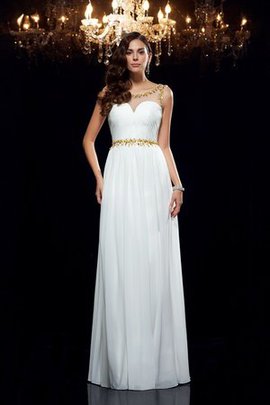 Robe de bal naturel avec chiffon avec perle manche nulle ligne a