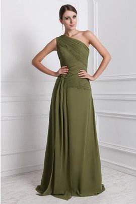 Robe de bal longue naturel avec sans manches ligne a d'épaule asymétrique