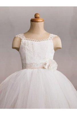 Robe cortège fille en tulle en dentelle avec fleurs de mode de bal avec manche courte