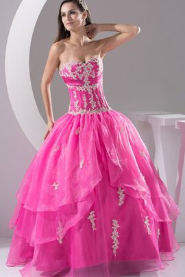 Robe de quinceanera plissé de mode de bal ruché decoration en fleur col en forme de cœur