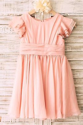 Robe cortège fille naturel jusqu'au mollet avec chiffon avec manche courte ligne a