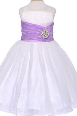 Robe cortège fille ruché avec perle a-ligne manche nulle