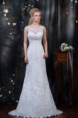 Robe de mariée naturel de fourreau v encolure en dentelle avec perle