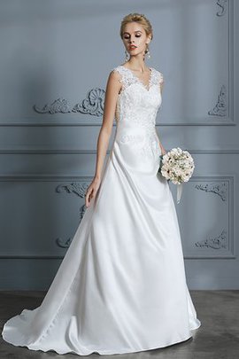 Robe de mariée decoration en fleur à la mode a-ligne de traîne courte de princesse