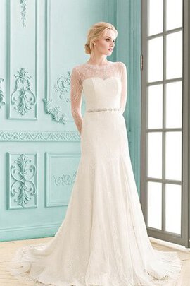 Robe de mariée sage simple avec décoration dentelle avec manche longue en plage