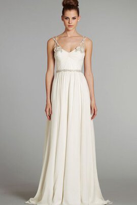 Robe de mariée naturel informel ligne a avec perle de col en v