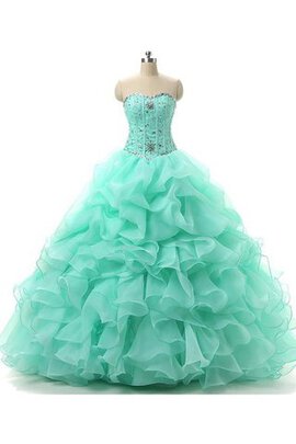 Robe de quinceanera a-ligne en organza avec broderie avec gradins avec lacets