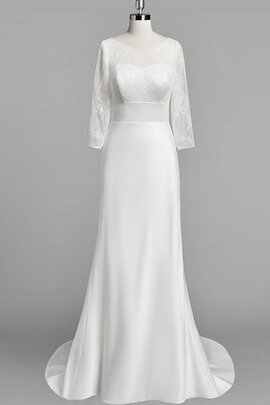 Robe de mariée distinguee collant en satin encolure ronde avec manche longue