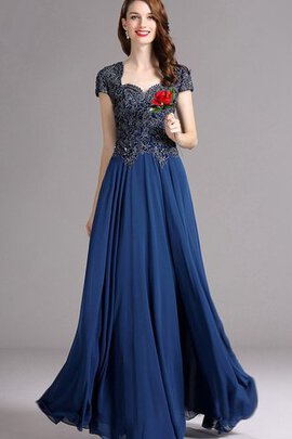 Robe de bal appliques avec manche courte avec chiffon a-ligne col en reine