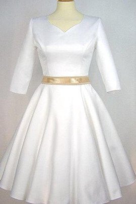 Robe de mariée naturel bref v encolure fermeutre eclair ceinture