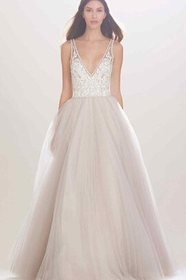 Robe de mariée charmeuse en tulle avec perle de traîne courte manche nulle