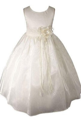 Robe cortège fille col u profond fermeutre eclair en satin manche nulle avec nœud