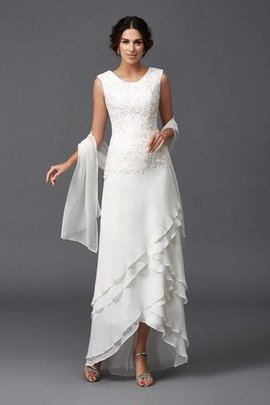 Robe mère de mariée longue naturel de princesse avec décoration dentelle ligne a