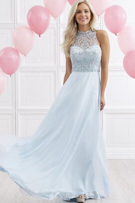 Robe de bal longue jusqu'au sol avec chiffon elevé avec perle