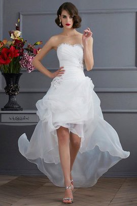 Robe de mariée appliques manche nulle en organza cordon ligne a