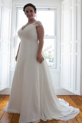 Robe de mariée informel simple ligne a avec manche épeules enveloppants en grandes tailles