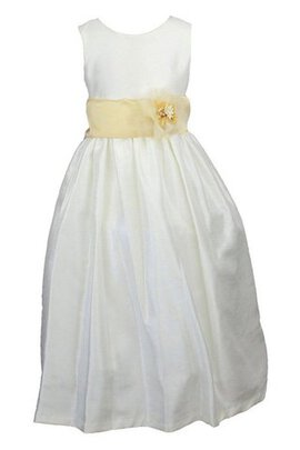 Robe cortège fille plissage avec fleurs manche nulle a-ligne