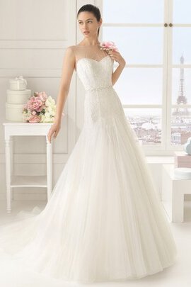 Robe de mariée longue serieuse avec perle beaded belt sans empire