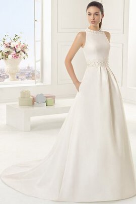 Robe de mariée simple en satin sachet avec ruban avec perle