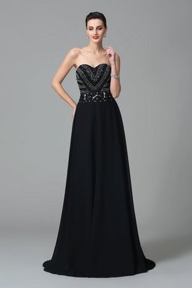 Robe de bal col en forme de cœur avec zip avec perle de traîne courte avec chiffon