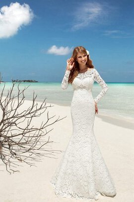 Robe de mariée delicat romantique noeud en dentelle en plage