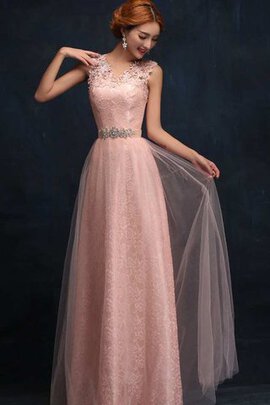 Robe de bal romantique longue v encolure manche nulle avec perle