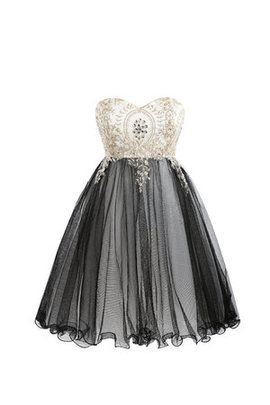 Robe de cocktail intemporel romantique avec cristal manche nulle lache