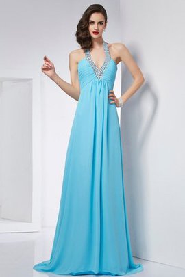 Robe de bal longue de traîne courte dénudé manche nulle avec chiffon