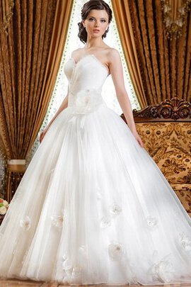 Robe de mariée naturel manche nulle avec fleurs avec perle de mode de bal