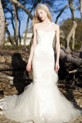 Robe de mariée appliques ceinture de sirène longueru au niveau de sol manche nulle