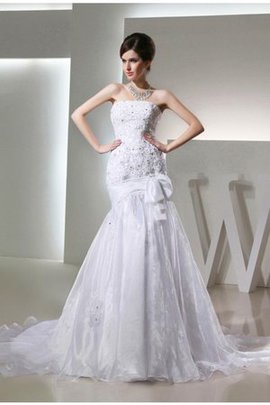 Robe de mariée longue avec perle de sirène de bustier avec sans manches