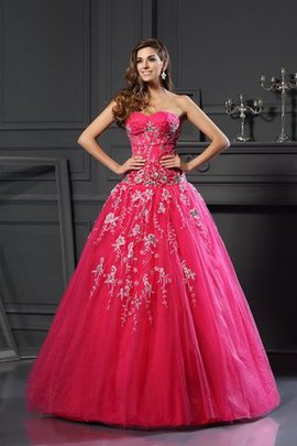 Robe de quinceanera naturel longue appliques col en forme de cœur manche nulle