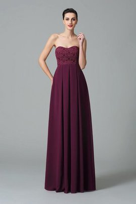 Robe demoiselle d'honneur longue en chiffon de col en cœur manche nulle a-ligne