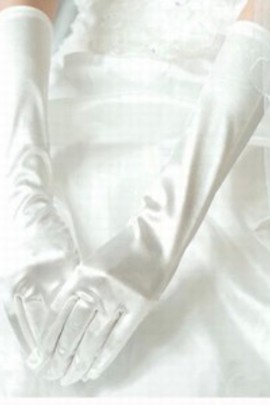 Satin blanc simple élégant | Gants de mariée modestes