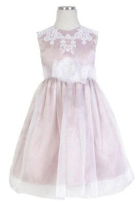 Robe cortège fille festonné avec manche épeules enveloppants en taffetas appliques ligne a