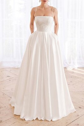 Robe de mariée mignonne en dentelle bretelles spaghetti naturel formelle