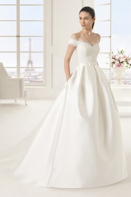 Robe de mariée manche nulle v encolure de mode de bal sachet ceinture